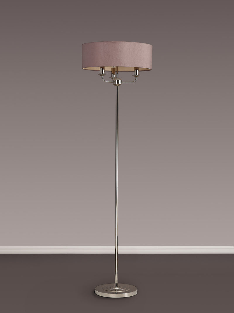 Banham Floor Lamp with 3 Lights Nickel & Taupe
