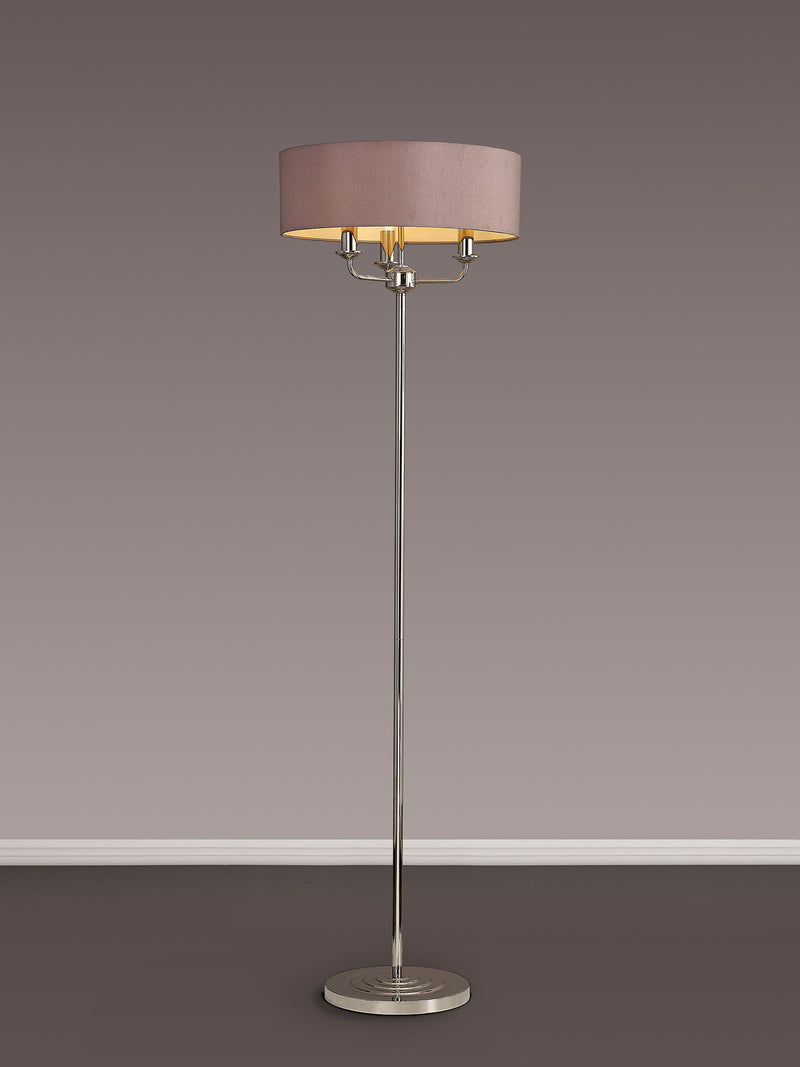 Banham Floor Lamp with 3 Lights Nickel & Taupe