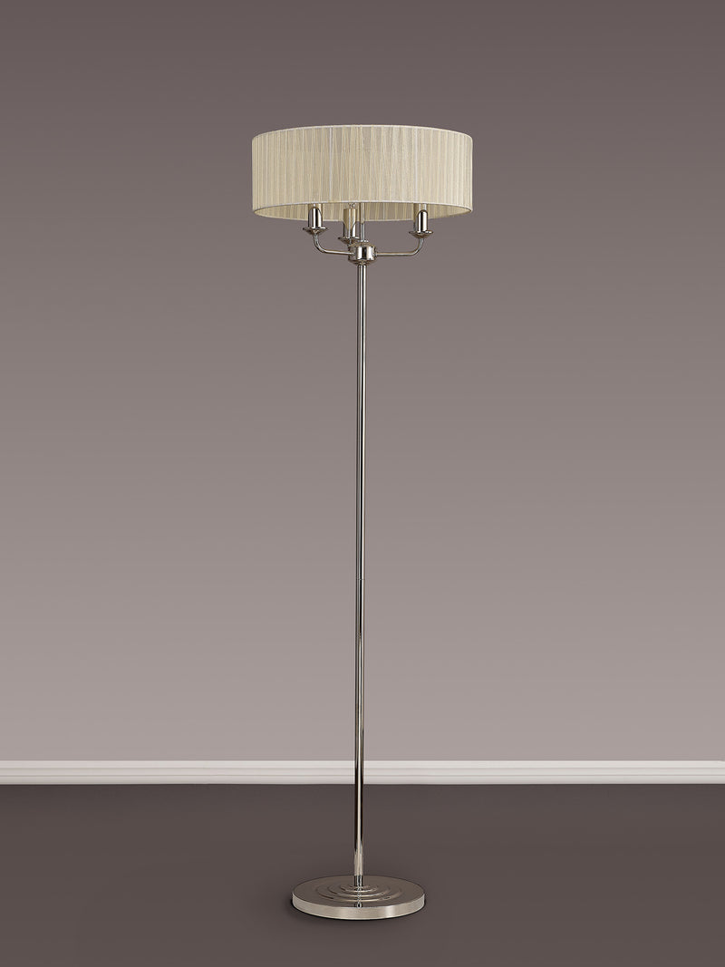 Banham Floor Lamp with 3 Lights Nickel & Cream
