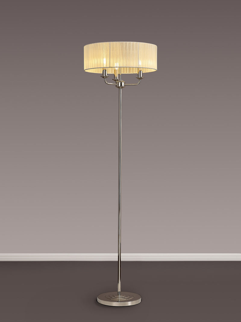 Banham Floor Lamp with 3 Lights Nickel & Cream