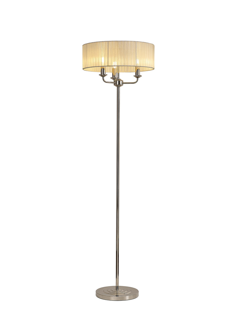 Banham Floor Lamp with 3 Lights Nickel & Cream