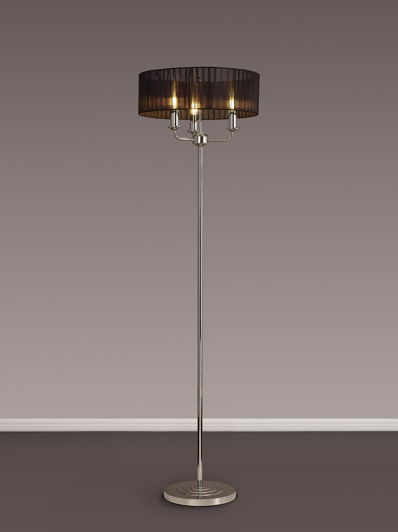 Banham Floor Lamp with 3 Lights Nickel & Black