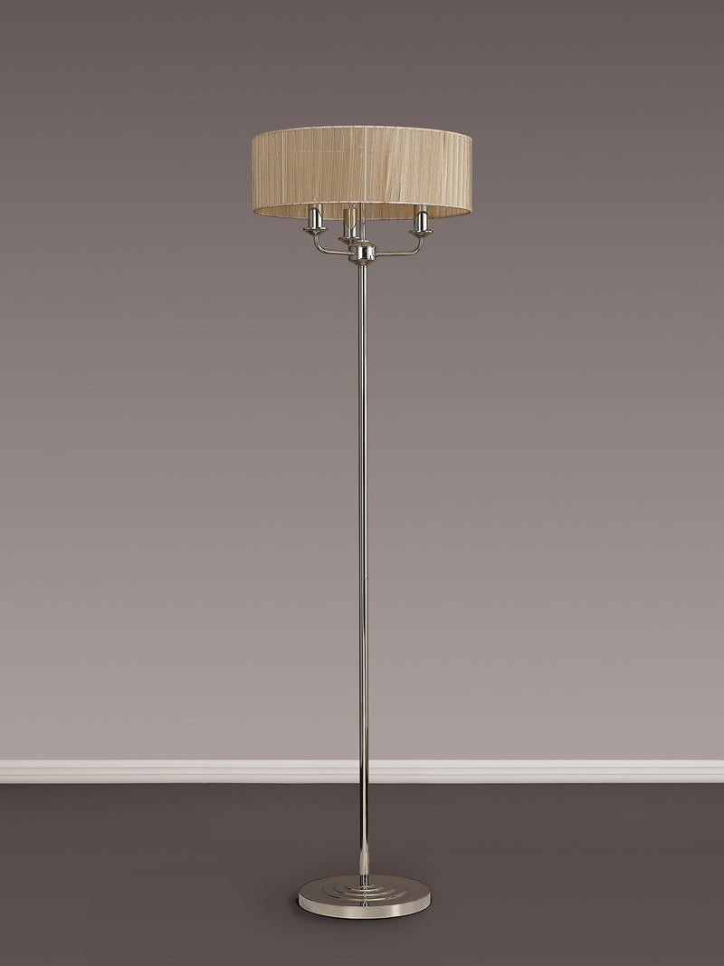Banham Floor Lamp with 3 Lights Nickel & Bronze
