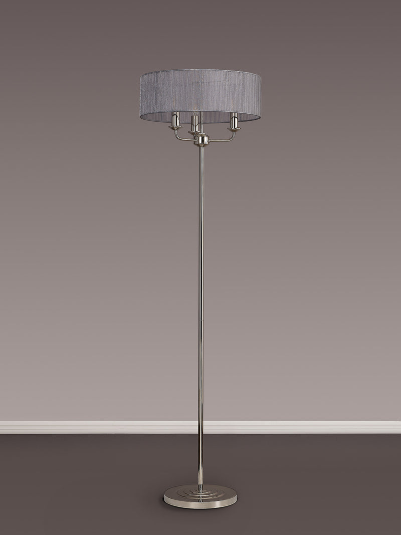 Banham Floor Lamp with 3 Lights Nickel  & Grey