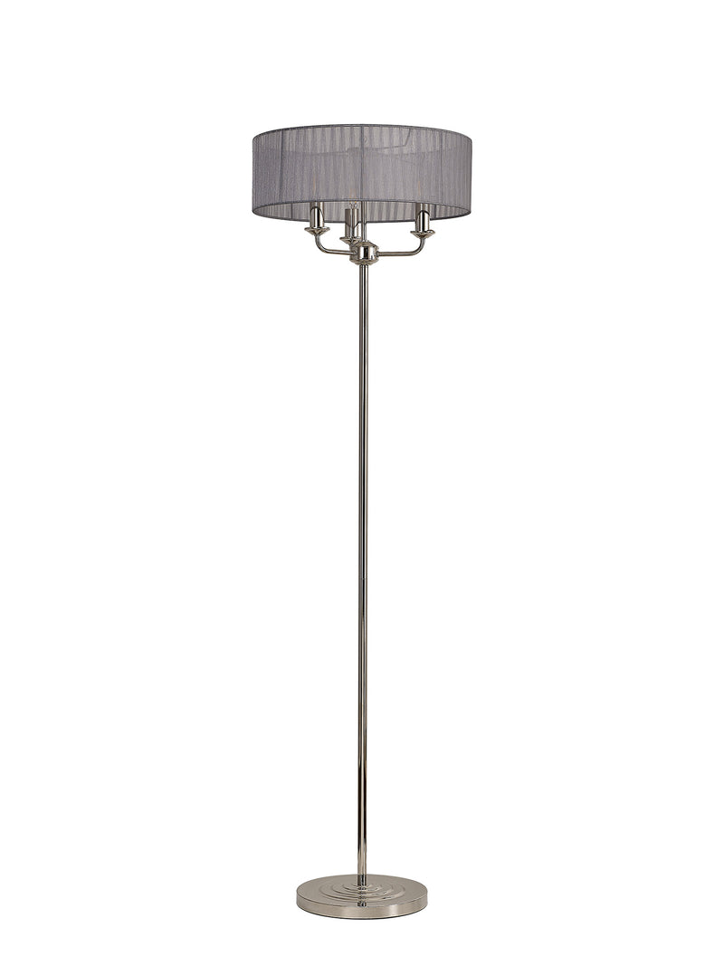 Banham Floor Lamp with 3 Lights Nickel  & Grey