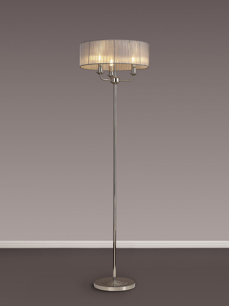 Banham Floor Lamp with 3 Lights Nickel  & Grey