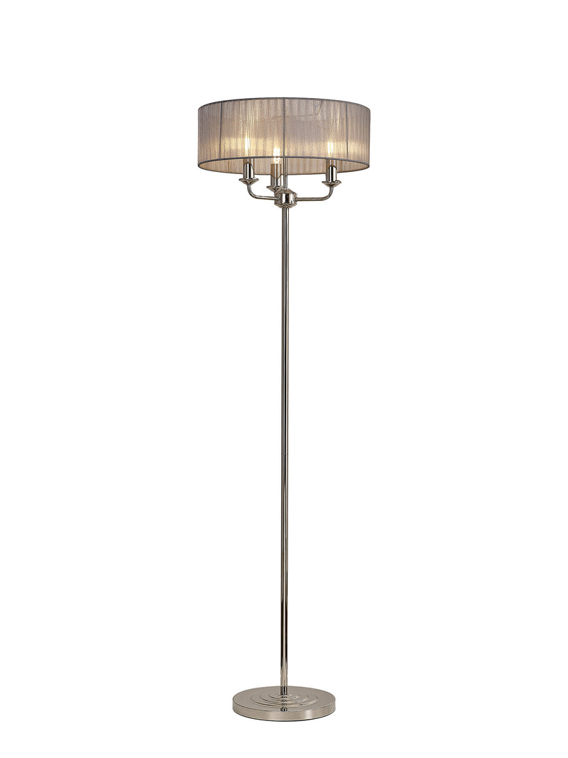 Banham Floor Lamp with 3 Lights Nickel  & Grey