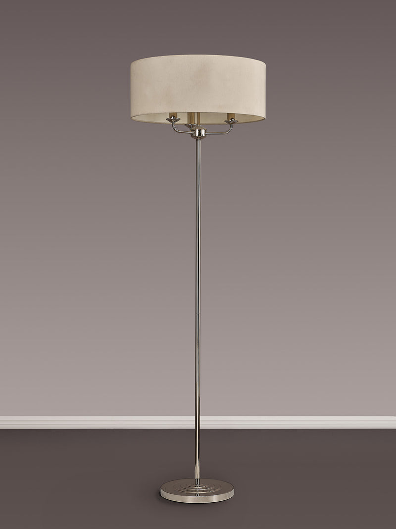 Banham Floor Lamp with 3 Lights Nickel & Ivory