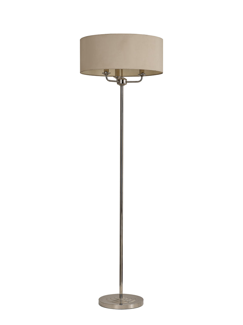Banham Floor Lamp with 3 Lights Nickel & Ivory