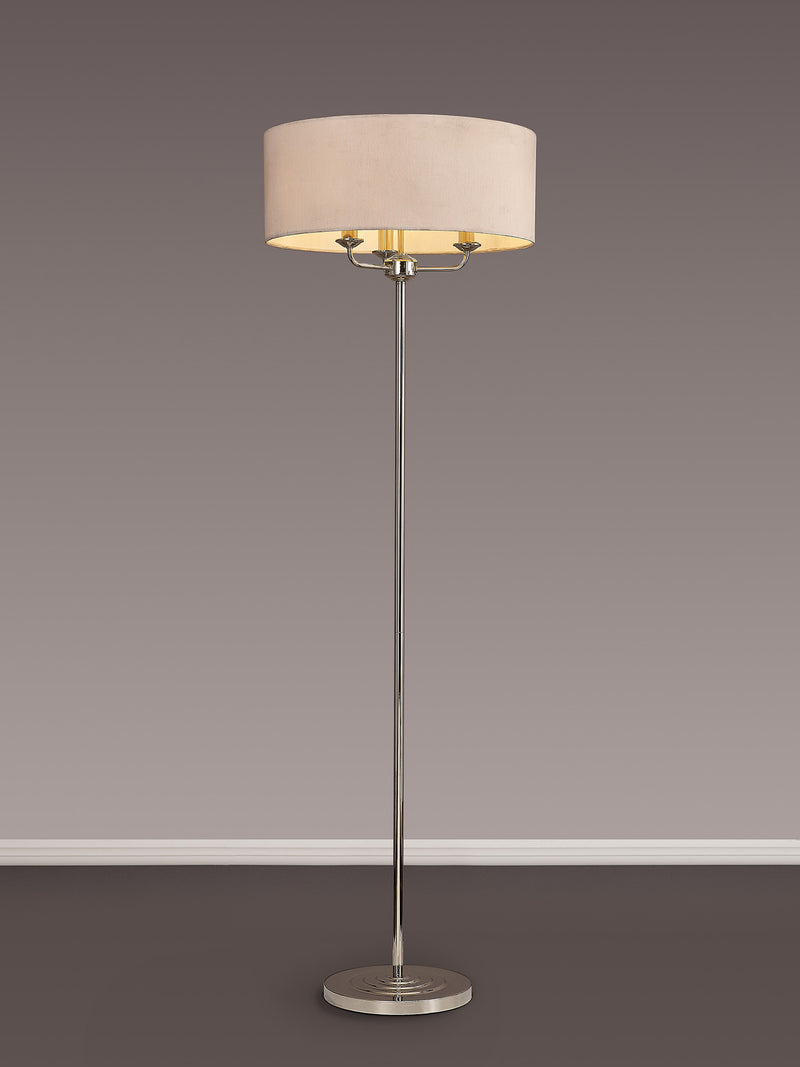 Banham Floor Lamp with 3 Lights Nickel & Nude