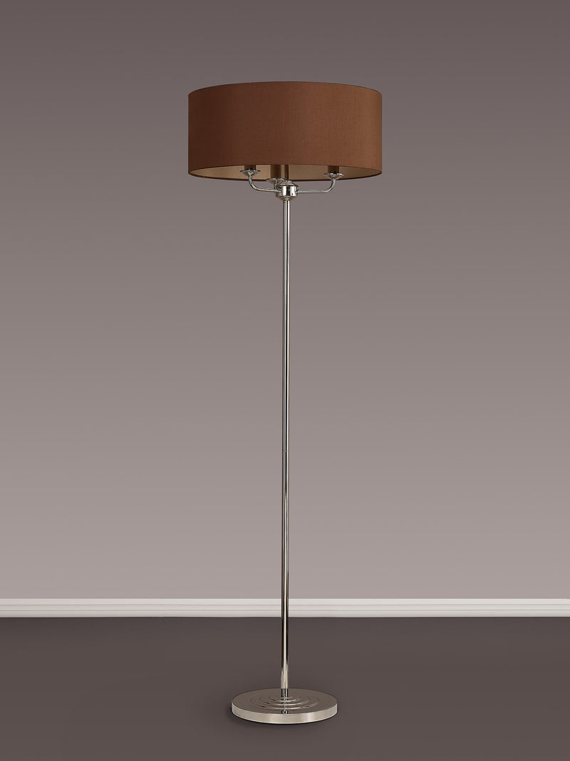 Banham Floor Lamp with 3 Lights Nickel & Cocoa