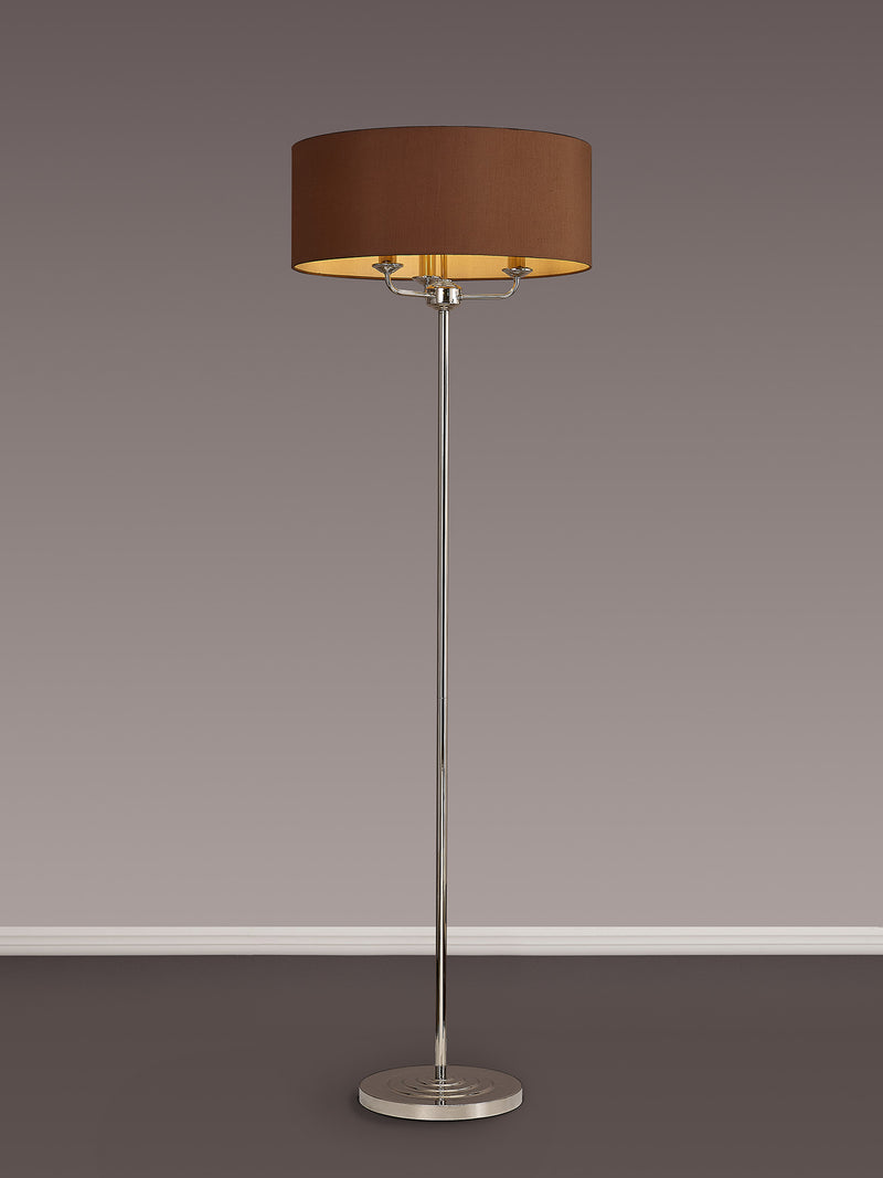 Banham Floor Lamp with 3 Lights Nickel & Cocoa