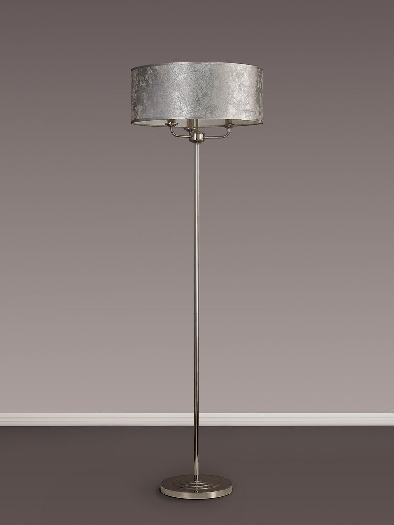 Banham Floor Lamp with 3 Lights Nickel & Silver