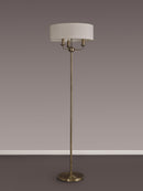 Banham Floor Lamp with 3 Lights Antique Brass & White