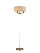 Banham Floor Lamp with 3 Lights Antique Brass & White