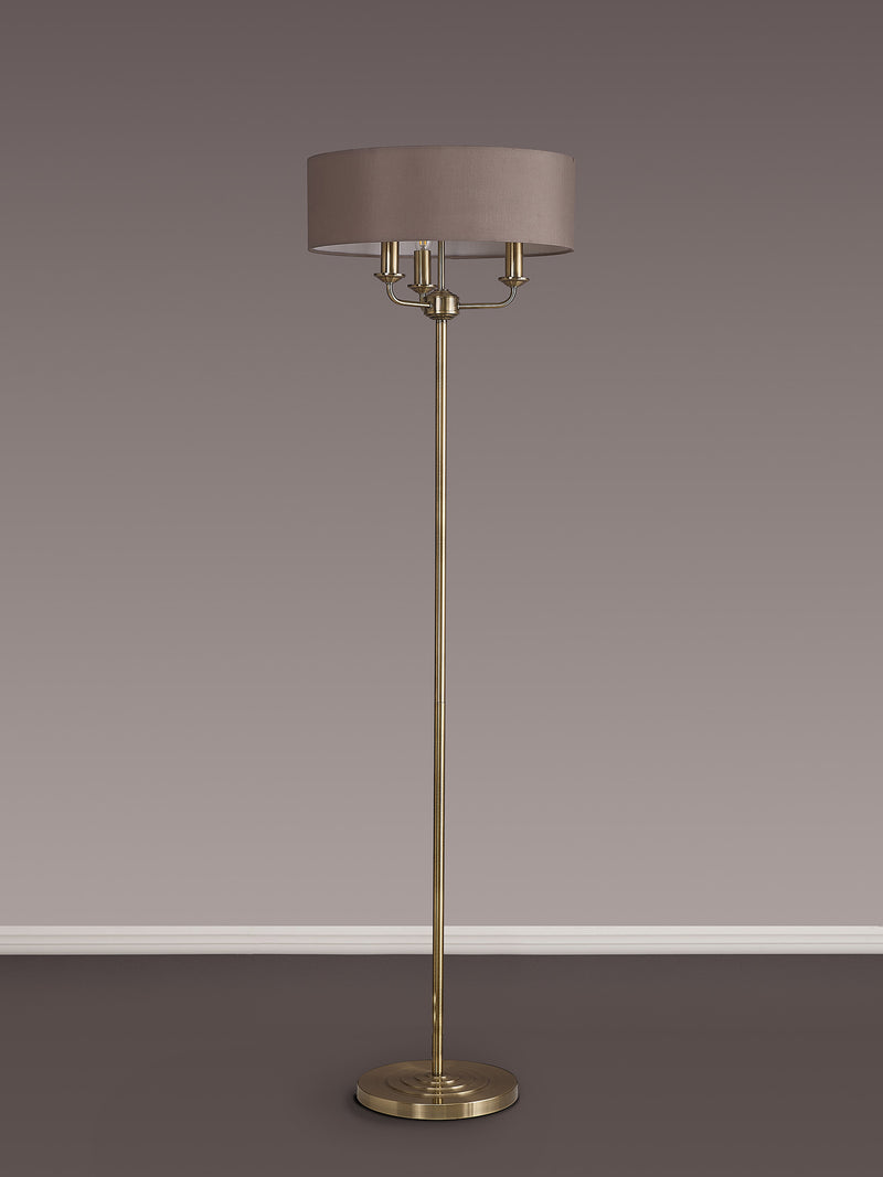 Banham Floor Lamp with 3 Lights Antique Brass & Grey