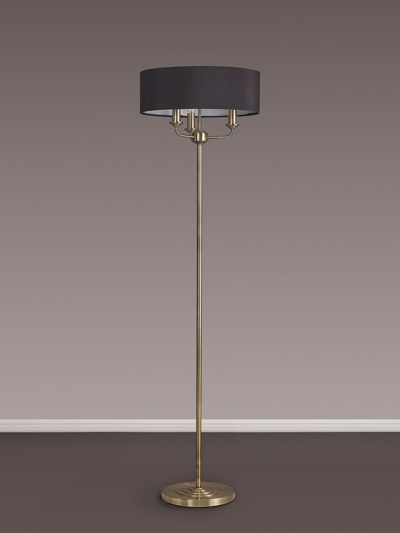 Banham Floor Lamp with 3 Lights Antique Brass & Black