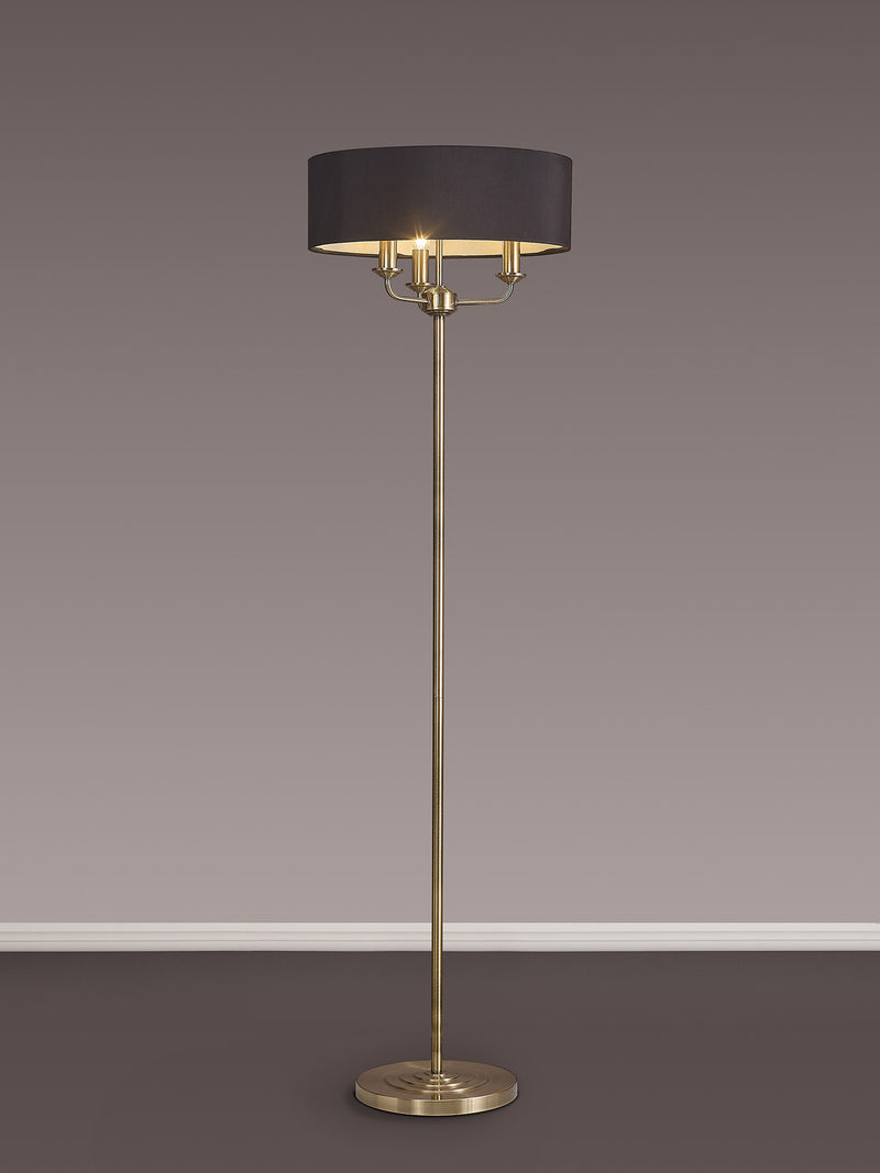 Banham Floor Lamp with 3 Lights Antique Brass & Black