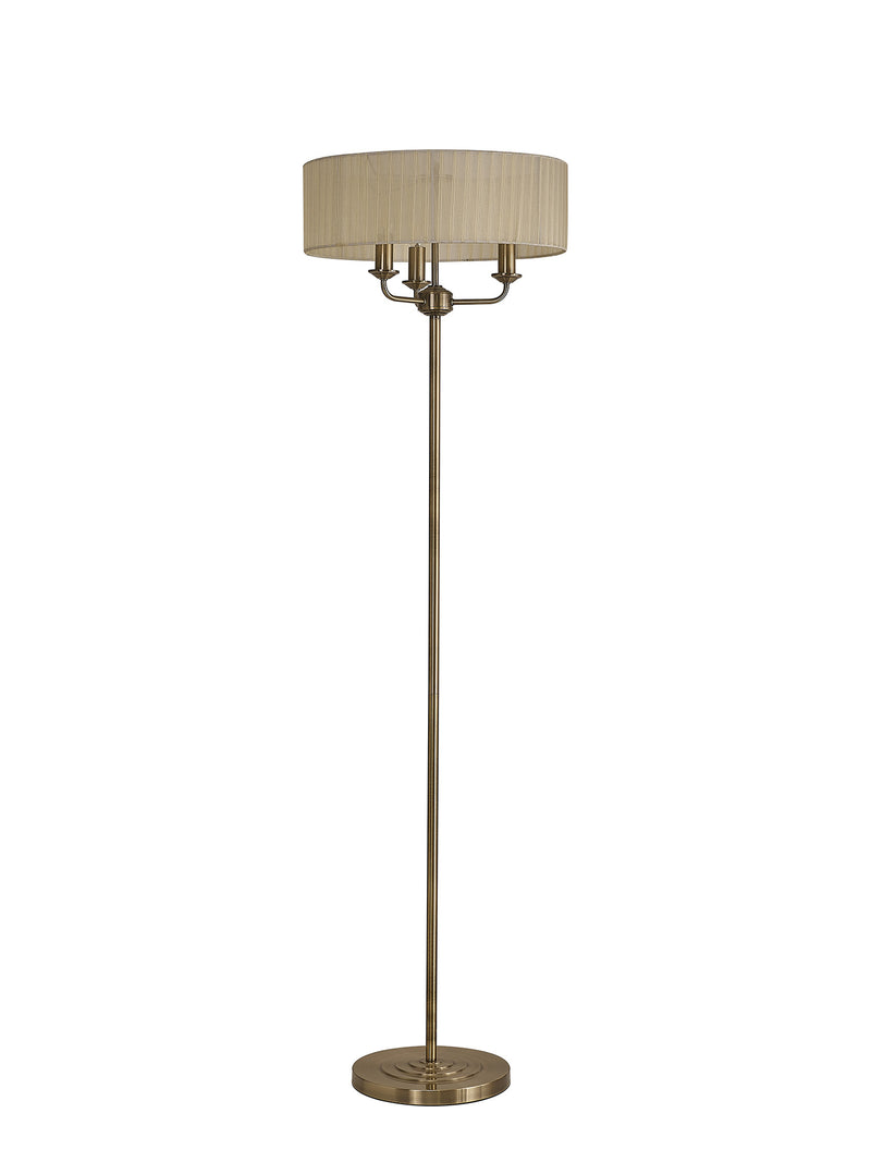 Banham Floor Lamp with 3 Lights Antique Brass & Cream