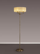 Banham Floor Lamp with 3 Lights Antique Brass & Cream