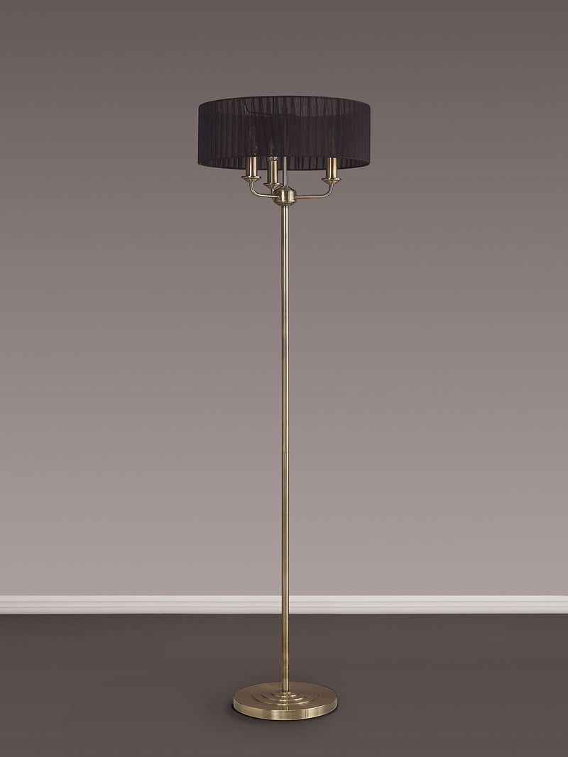 Banham Floor Lamp with 3 Lights Antique Brass & Black