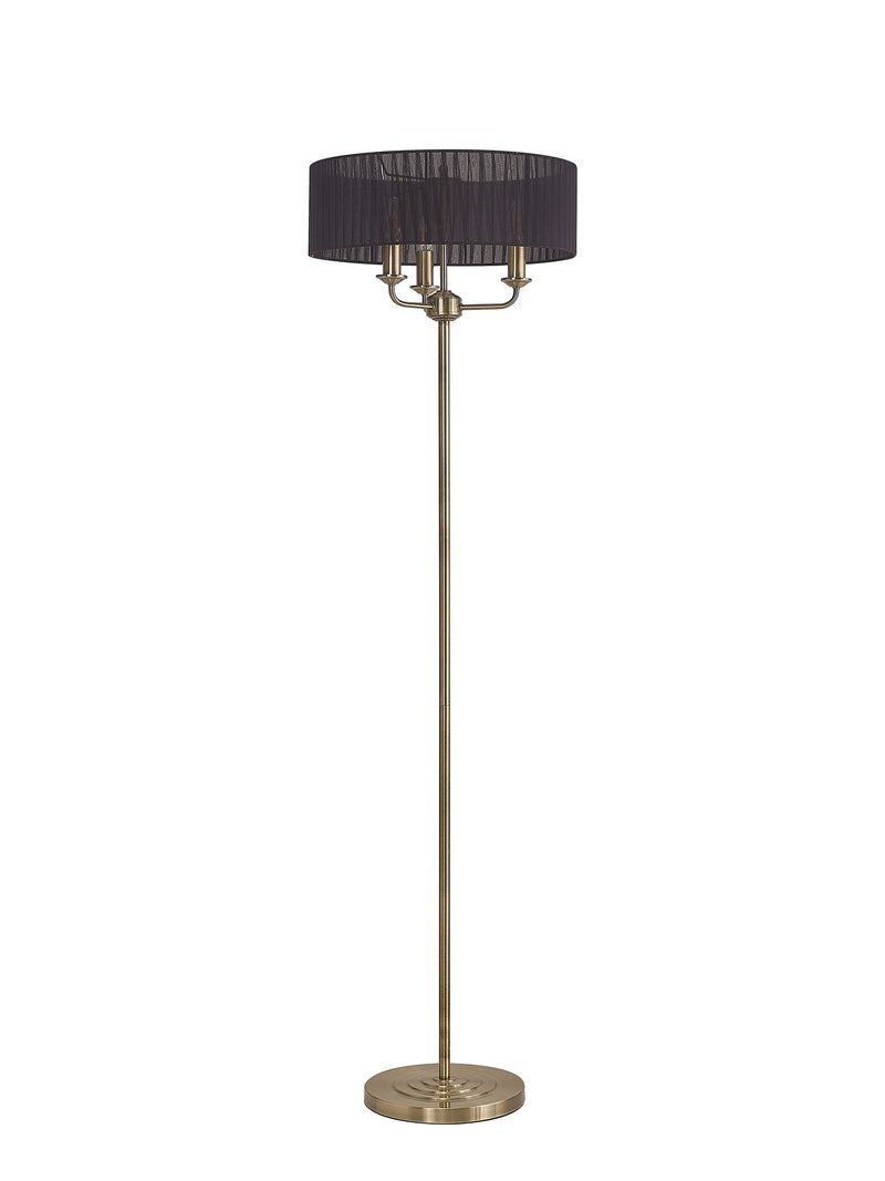 Banham Floor Lamp with 3 Lights Antique Brass & Black