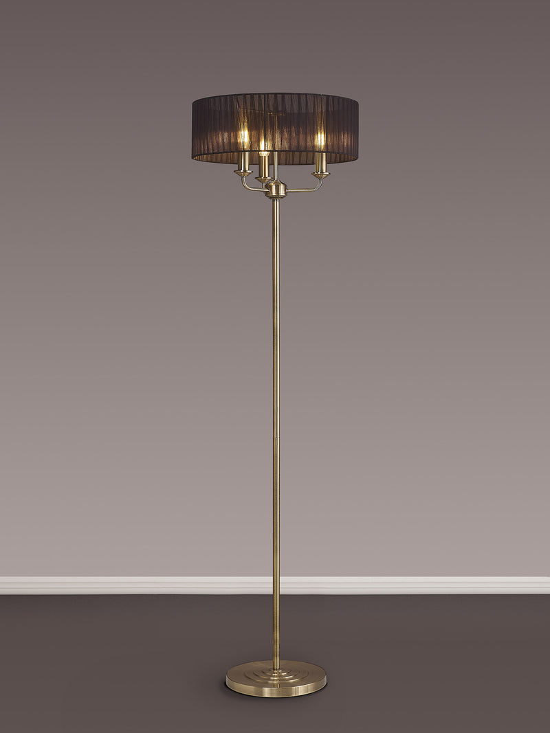 Banham Floor Lamp with 3 Lights Antique Brass & Black