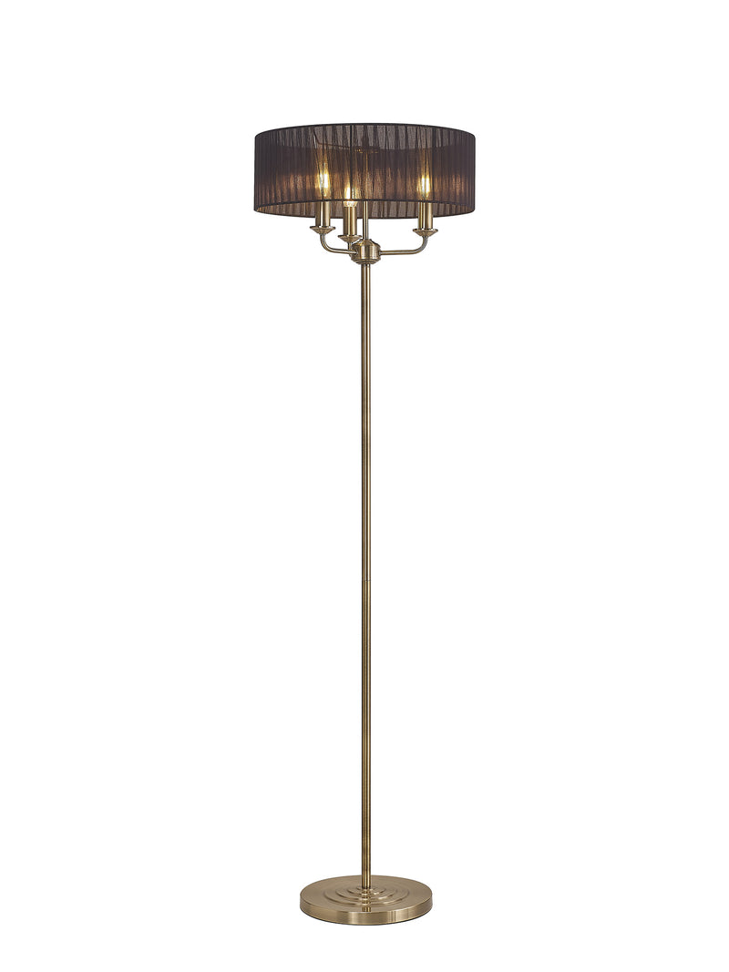 Banham Floor Lamp with 3 Lights Antique Brass & Black