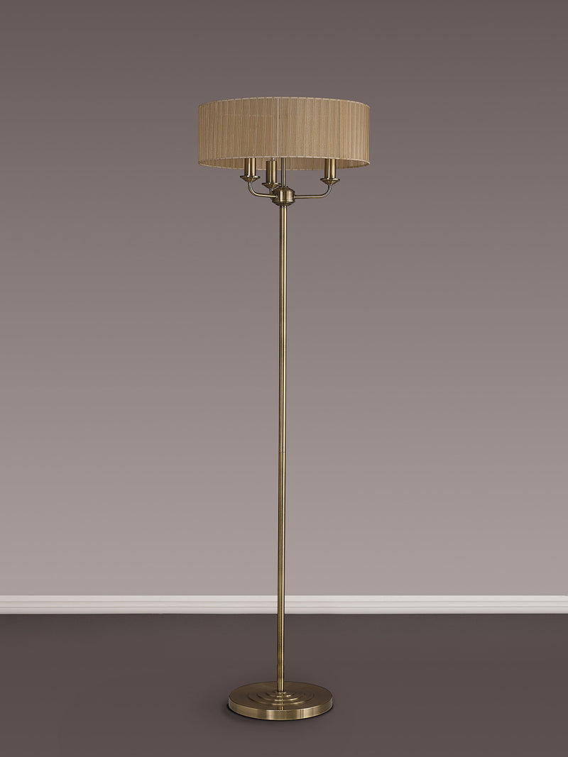Banham Floor Lamp with 3 Lights Antique Brass & Bronze