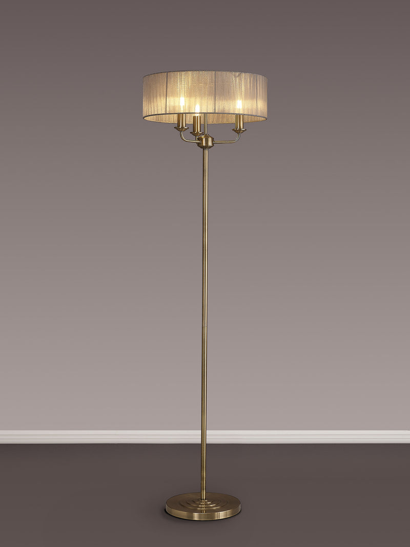 Banham Floor Lamp with 3 Lights Antique Brass & Grey