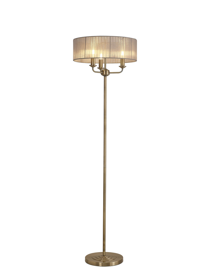 Banham Floor Lamp with 3 Lights Antique Brass & Grey