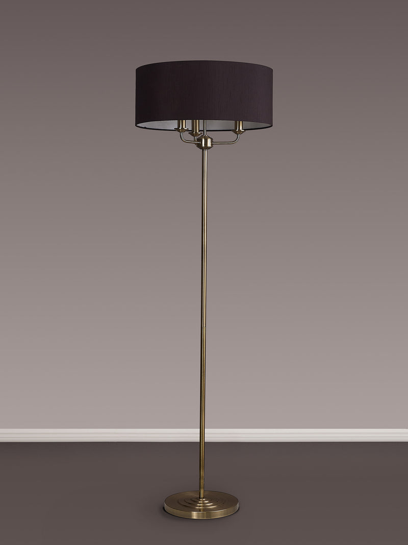 Banham Floor Lamp with 3 Lights Antique Brass & Black