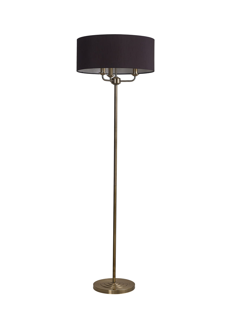 Banham Floor Lamp with 3 Lights Antique Brass & Black