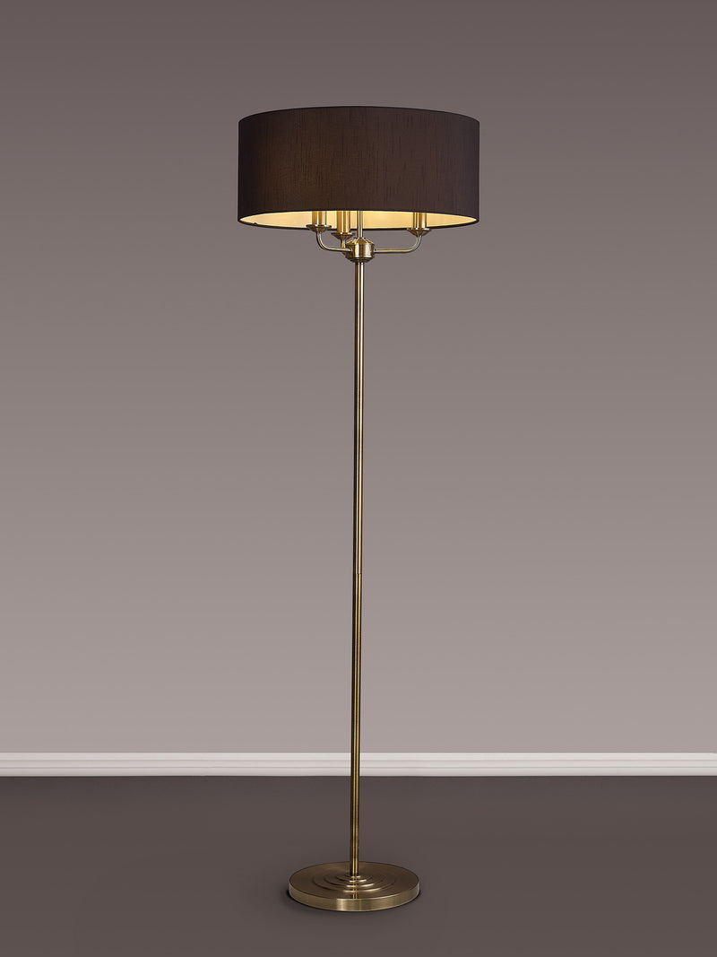 Banham Floor Lamp with 3 Lights Antique Brass & Black