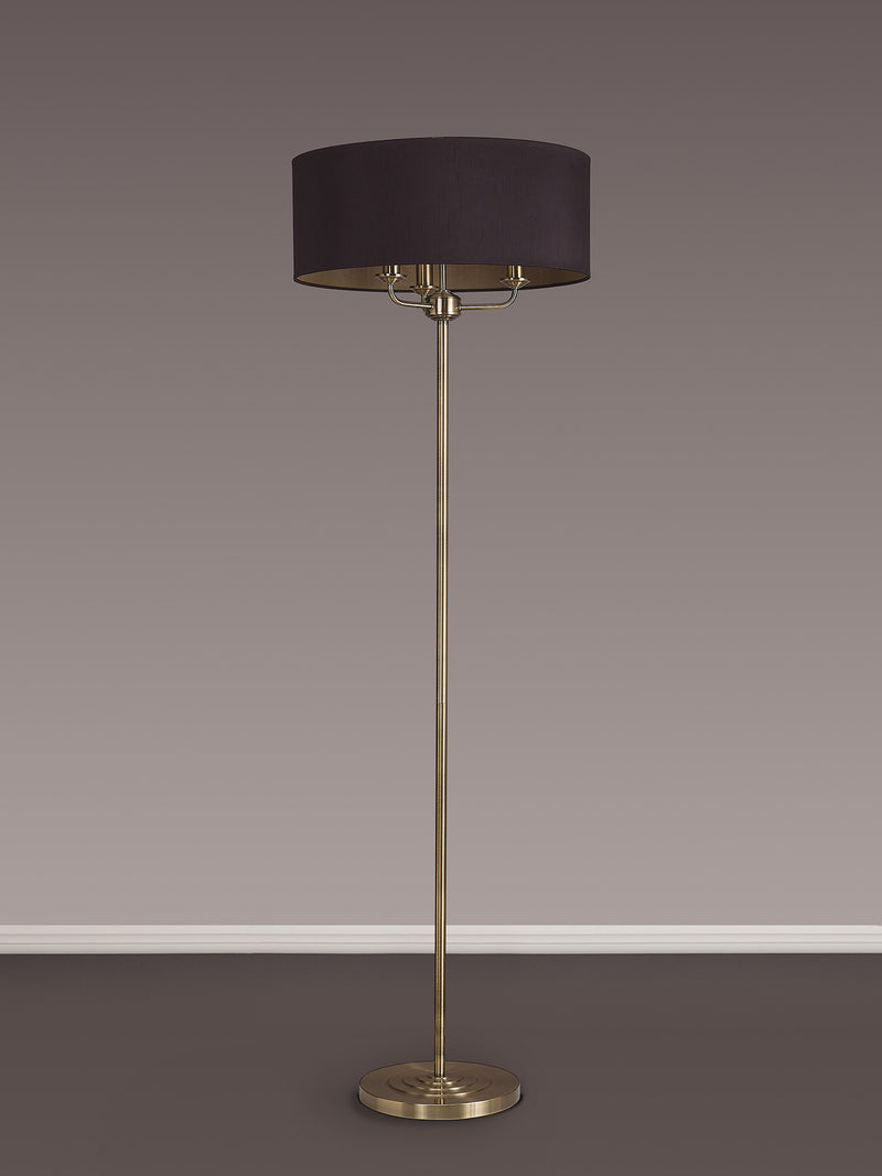 Banham Floor Lamp with 3 Lights Antique Brass & Black
