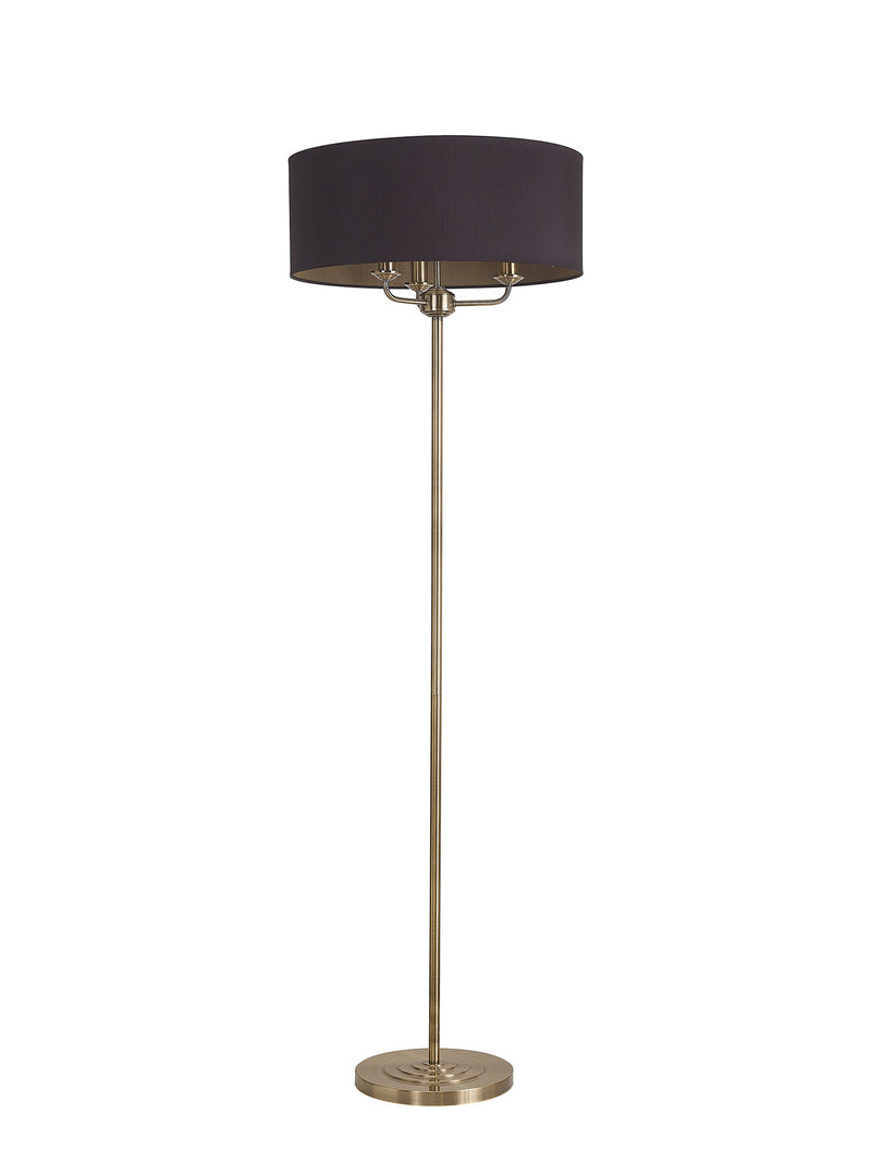 Banham Floor Lamp with 3 Lights Antique Brass & Black