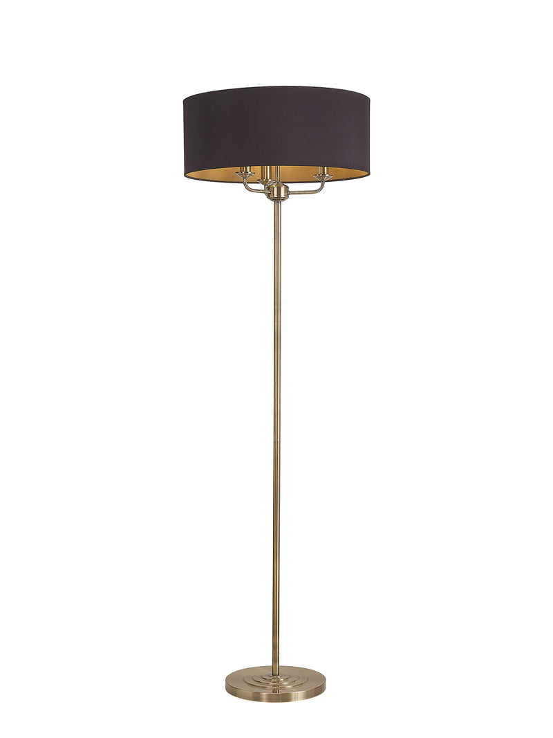 Banham Floor Lamp with 3 Lights Antique Brass & Black