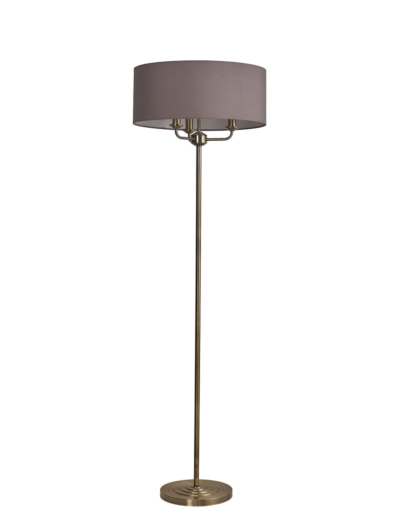 Banham Floor  Lamp with 3 Lights Antique Brass & Grey