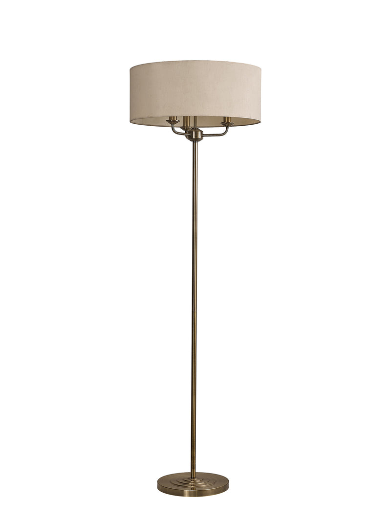Banham Floor Lamp with 3 Lights Antique Brass & Ivory