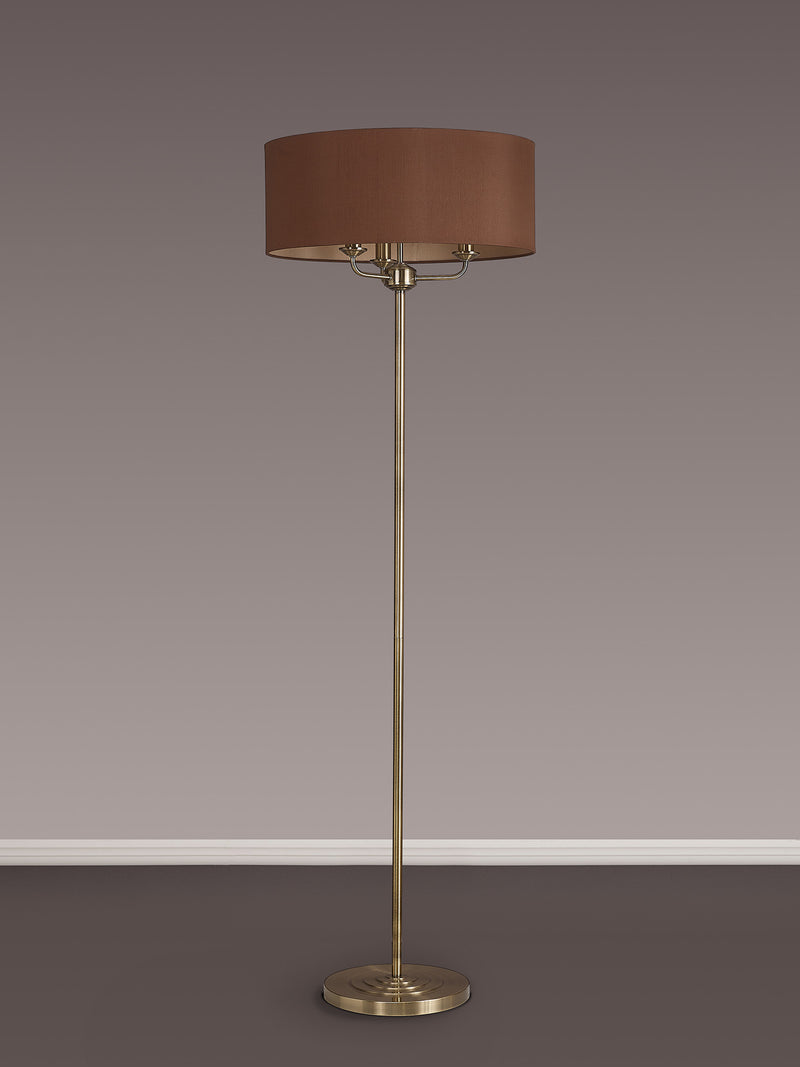 Banham Floor Lamp with 3 Lights Antique Brass & Cocoa