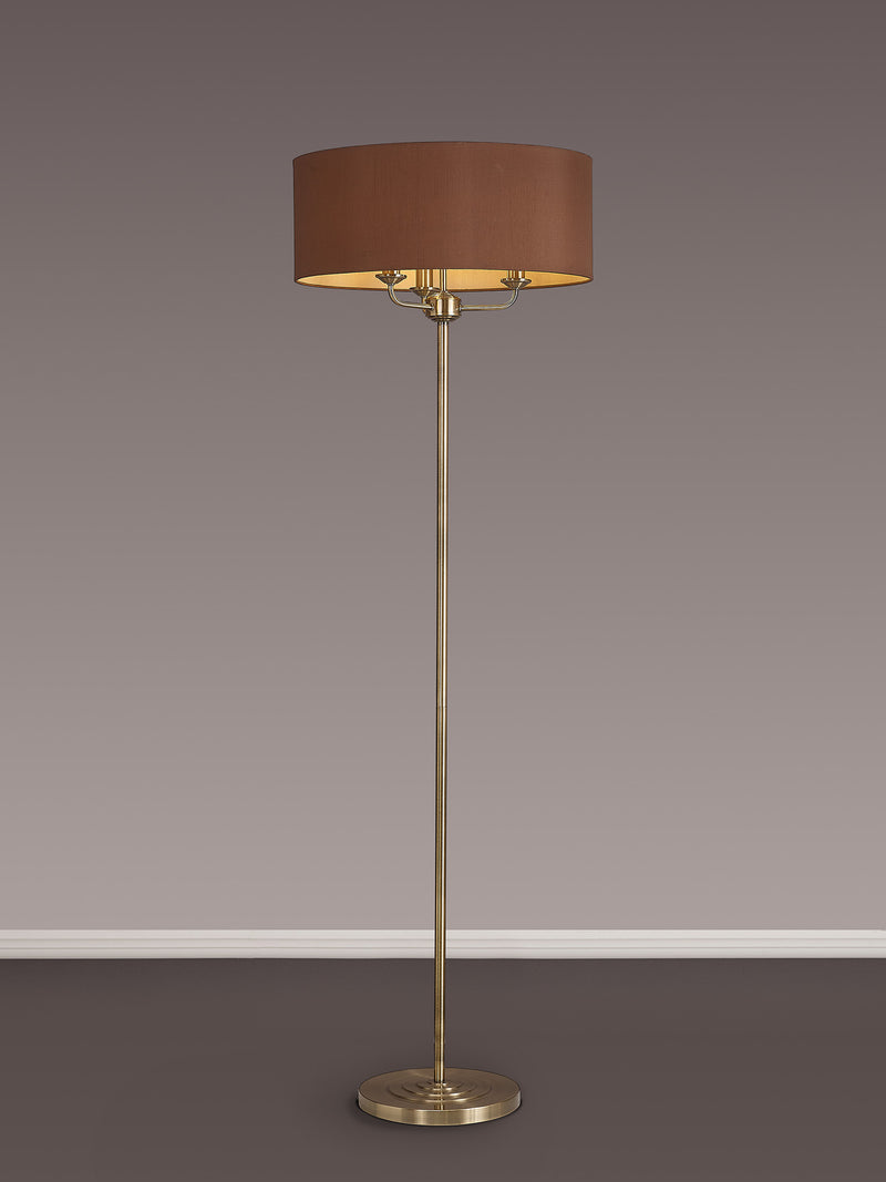 Banham Floor Lamp with 3 Lights Antique Brass & Cocoa