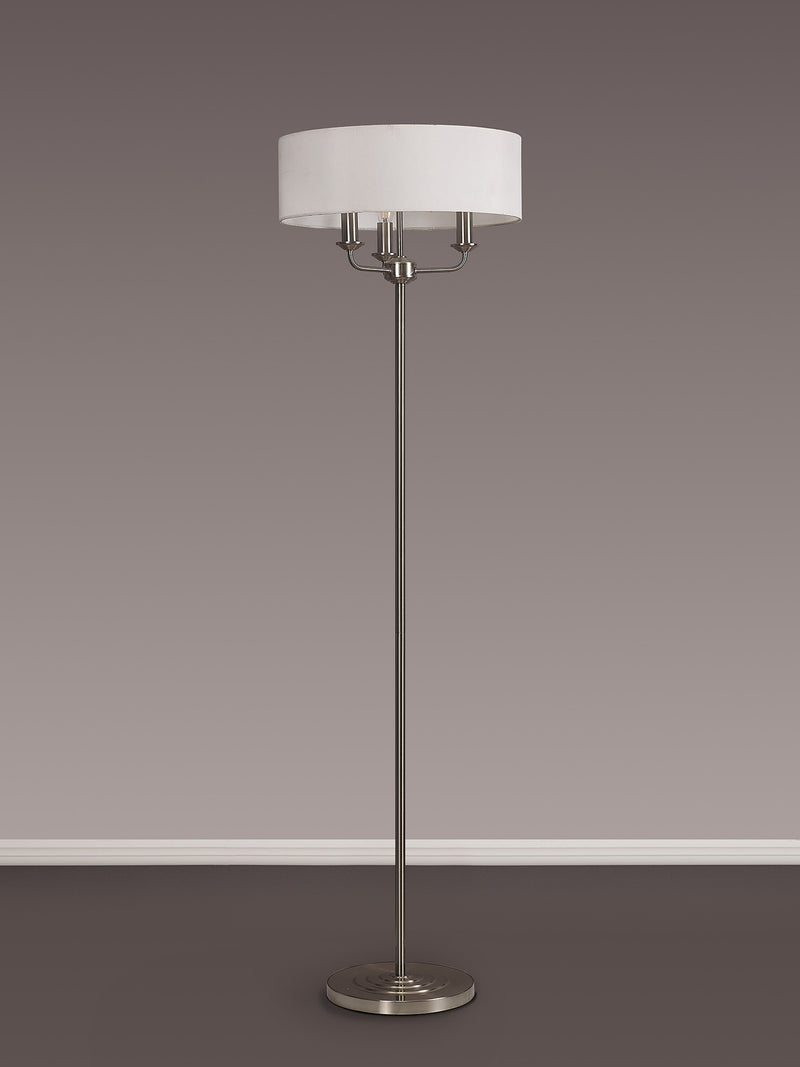 Banham Floor Lamp with 3 Lights Nickel & White