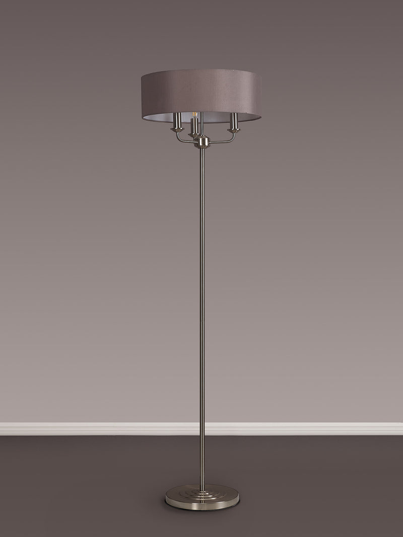 Banham Floor Lamp with 3 Lights Nickel & Grey