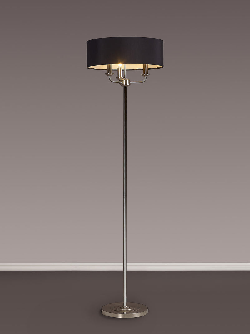Banham Floor Lamp with 3 Lights Nickel & Black