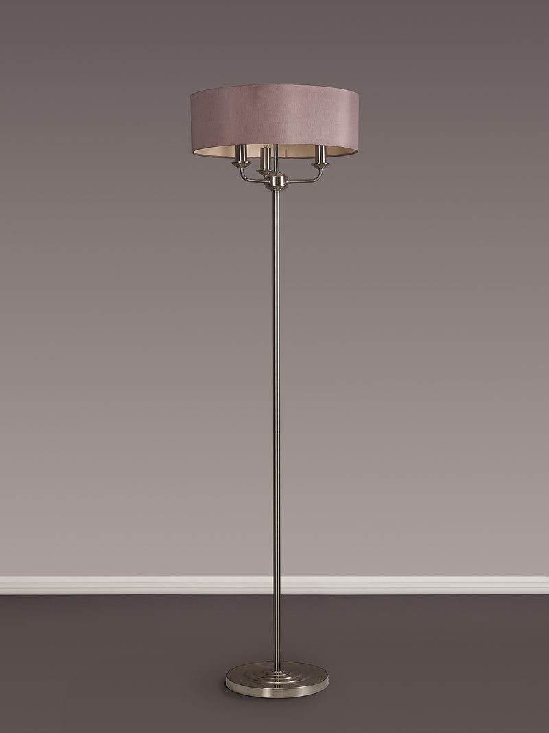 Banham Floor Lamp with 3 Lights Nickel & Taupe