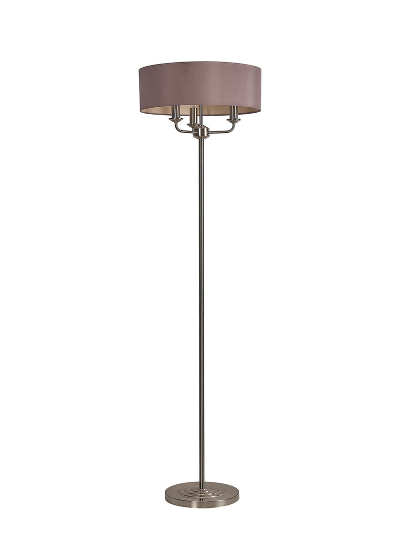 Banham Floor Lamp with 3 Lights Nickel & Taupe