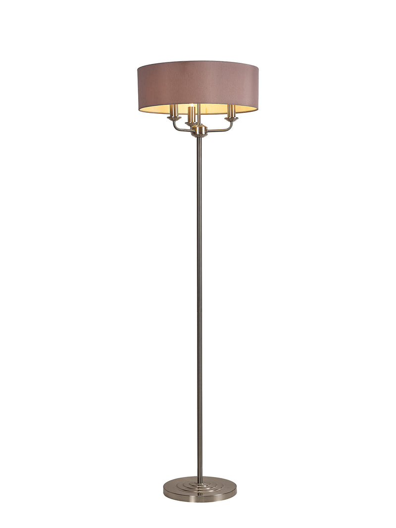 Banham Floor Lamp with 3 Lights Nickel & Taupe