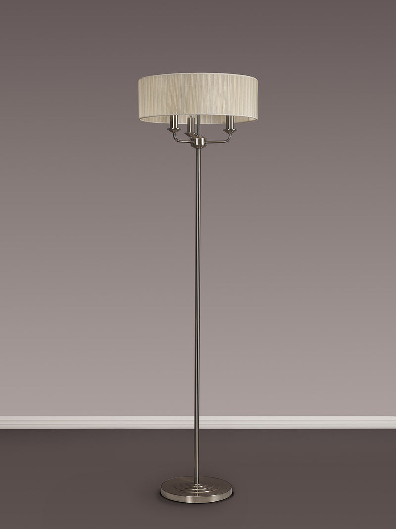 Banham Floor Lamp with 3 Lights Nickel & Cream
