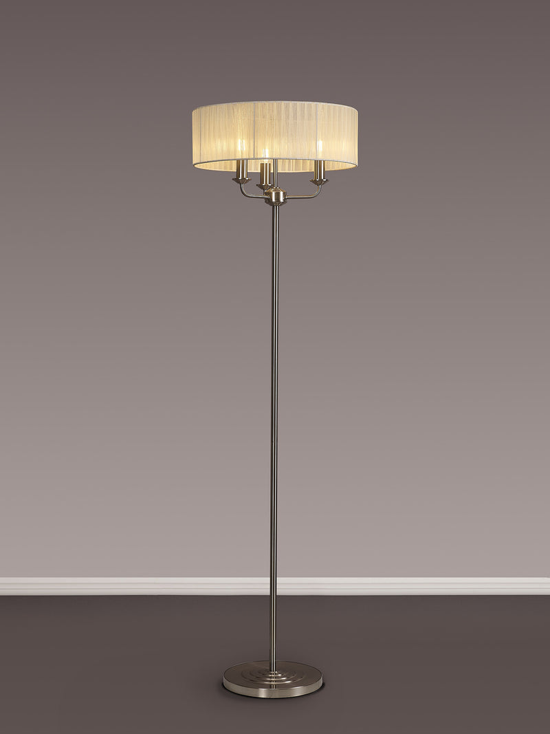 Banham Floor Lamp with 3 Lights Nickel & Cream