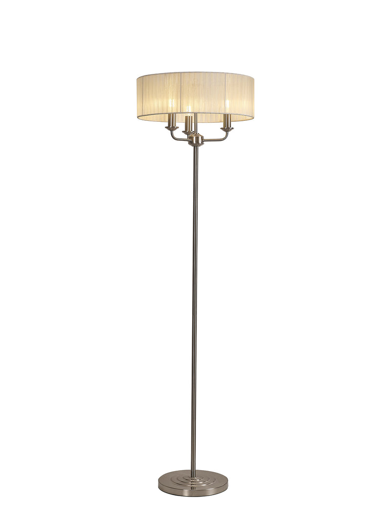 Banham Floor Lamp with 3 Lights Nickel & Cream